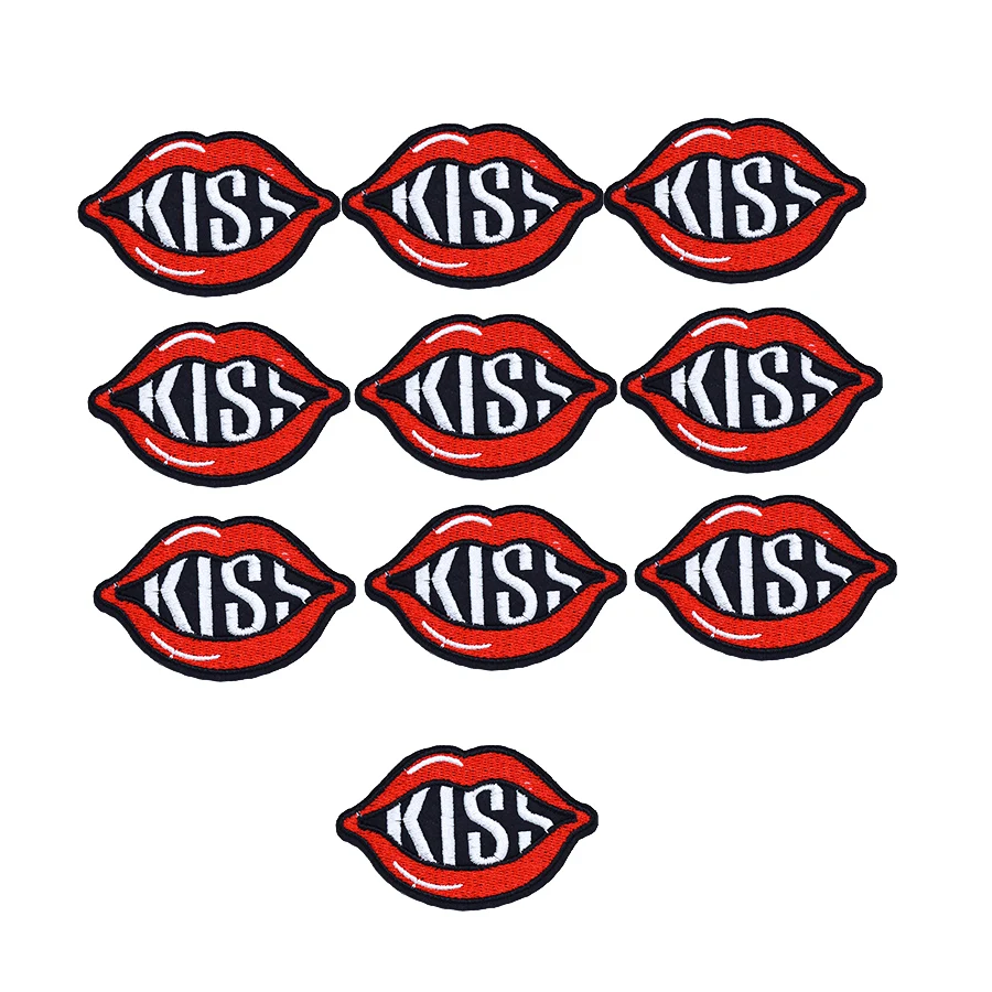 

10pcs Red Lip Kiss Patches for Clothing Applique Iron Sew on Patches Iron Embroidered Patch Sewing Accessories for Jeans DIY