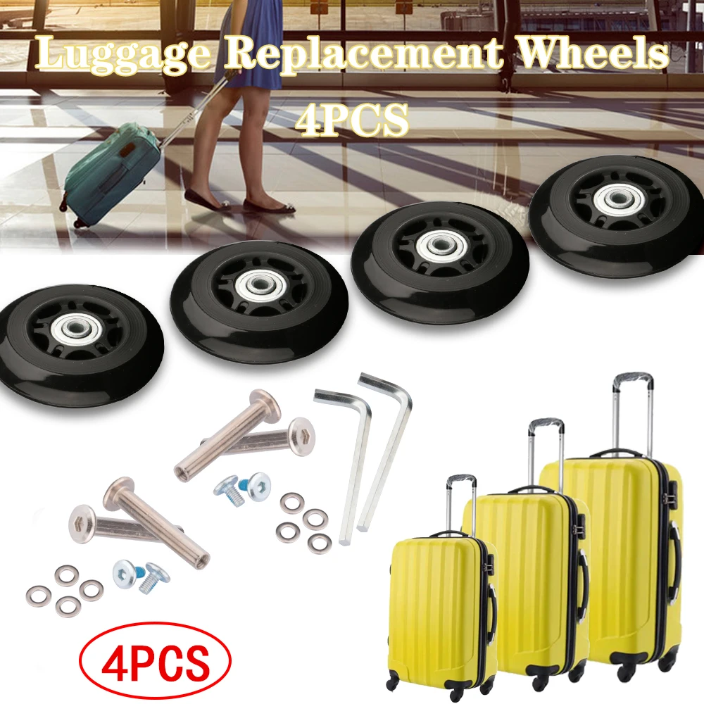 4 PCS Luggage Wheel Replacement Kit With Screw Tool Diameter 40/50/60mm For Trolley Travel Bag