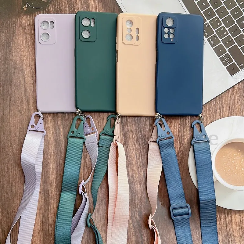 Custodia Per Xiaomi Mi 12T 11T 10T 13 12 Lite Redmi Note 11 10 Pro 11S A1 10C Crossbody Collana In Silicone Cordino Soft Strap Cover