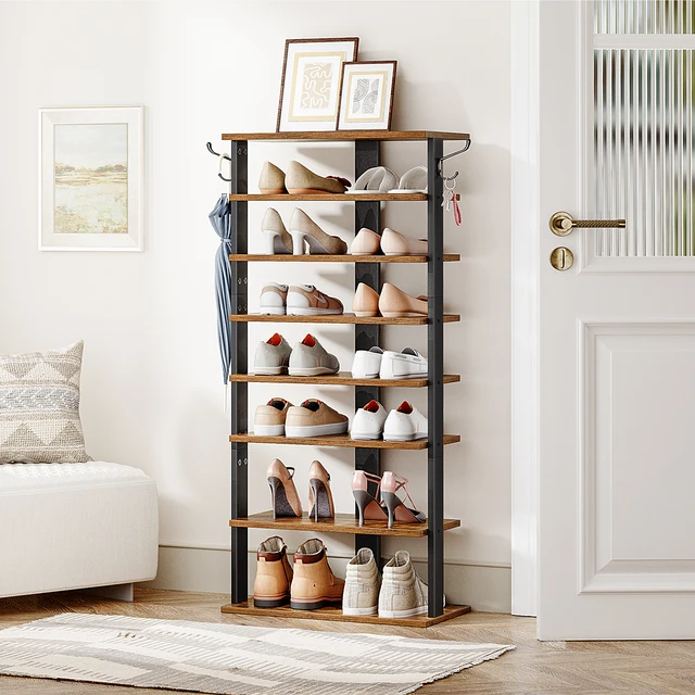 HOOBRO 8-Tier Shoe Rack, Large Capacity Shoe Shelf, Stable and Sturdy, Shoe Storage Organizer with Flat & Slant Adjustable