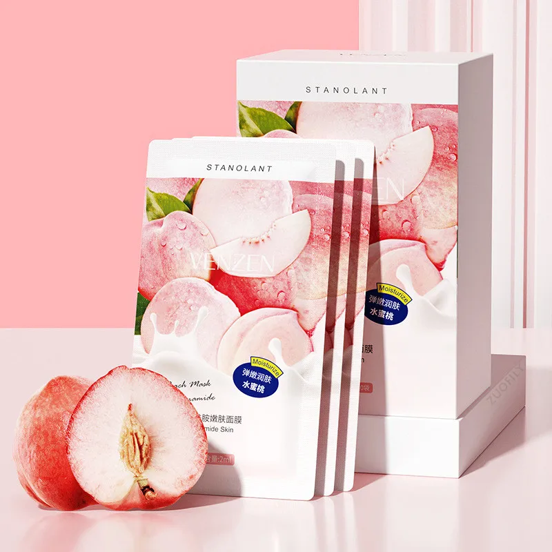 30pcs/box Peach Niacinamide Sleeping Mask Shrink Pore Brush Moisturizing Disposable Skin Care Improve Roughness | Красота и здоровье