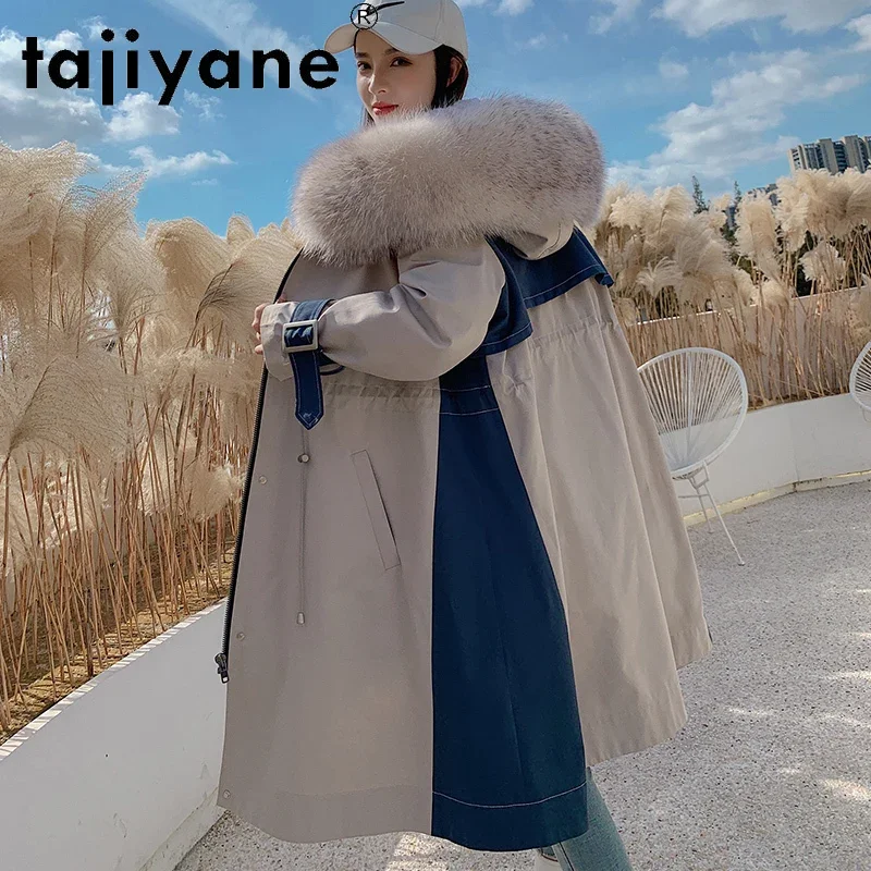 

Зимняя женская парка Tajiyane 2021, модные теплые большие зимние женские куртки с воротником из меха енота, женские куртки Gmm739