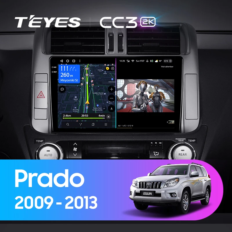 TEYES CC3 2K 도요타 랜드 크루저 프라도 150 2009 2013 자동차 라디오 멀티미디어 비디오 플레이어, 네비게이션 스테레오 GPS, 안드로이드 10, No 2din 2 din DVD