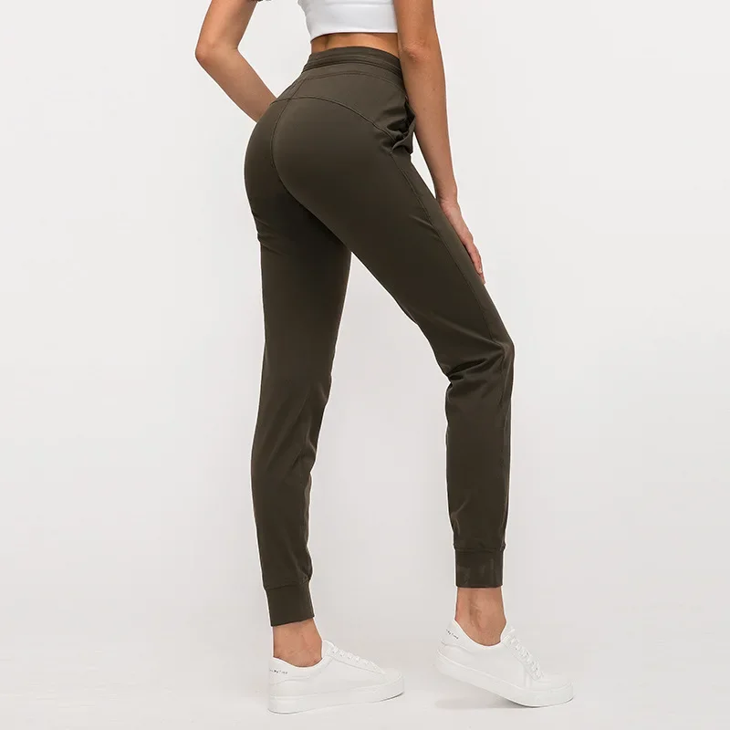 10 Colors Drawstring Pants Fitness Women Sweatpants with Two Side Pockets 4-Way Stretch Leggings Lady Stretchy Pants
