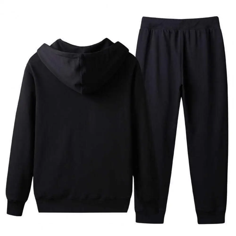 

Men Coat Pants Set Men's Casual Tracksuit Set with Hooded Coat Jogger Pants for Autumn Winter Featuring Zipper Placket Elastic