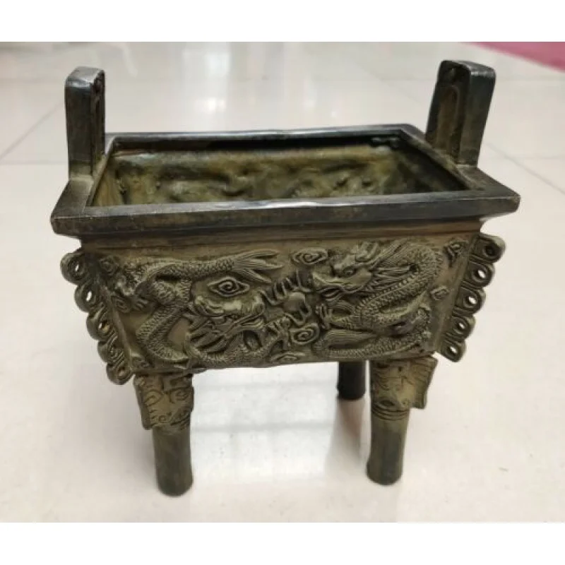 

Antique Bronze Dragon Tripod Vintage statues carved Incense Burners Lucky Censer