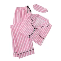 Sexy Sleepwear Women Plus Size Pink Striped Pajamas Bubble Crumpled Cotton Student Loungewear Long Sleeve Long Pants Nightwear - Image 5