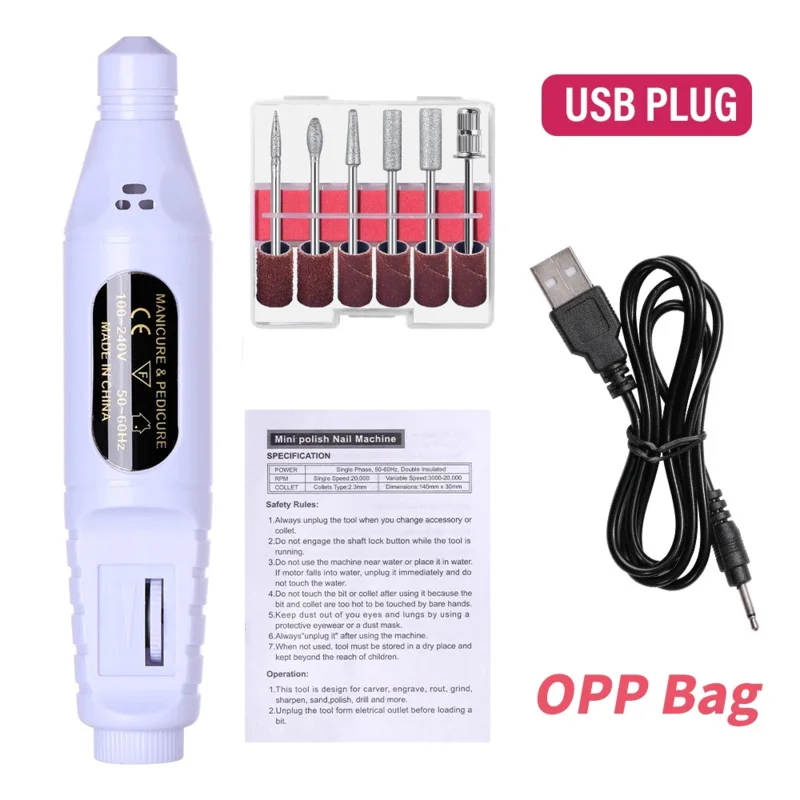 Professional 6-in-1 Electric Nail Drill Set - Nail File Pen for Filing, Polishing & Exfoliating