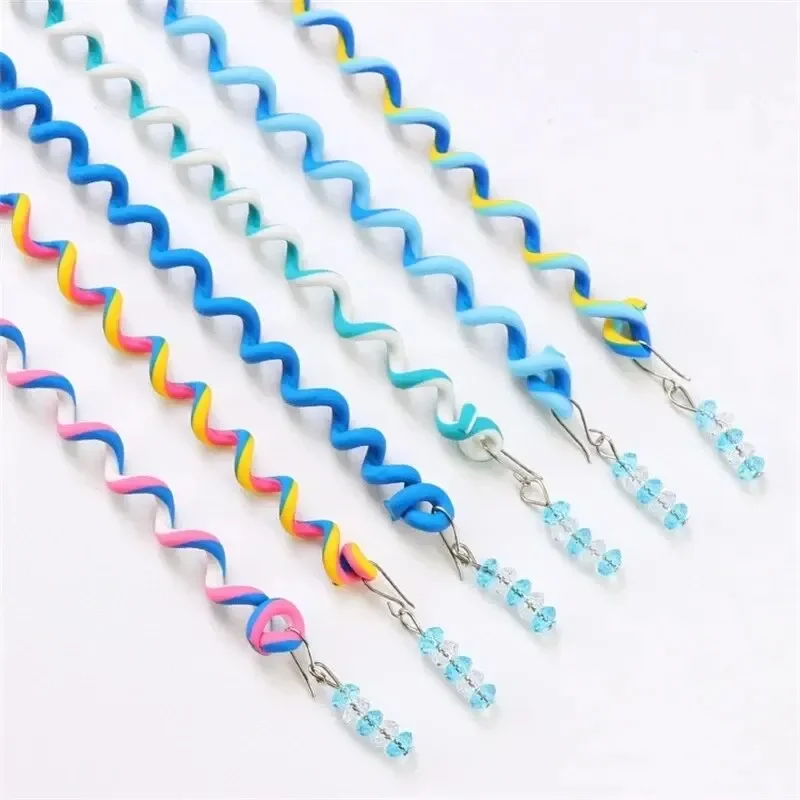 6pcs/lot Rainbow Color Cute Girls Magic Curler Spiral Headbands Roller Curl Hair Rope Braid Sticker Girls' Decor Accessories