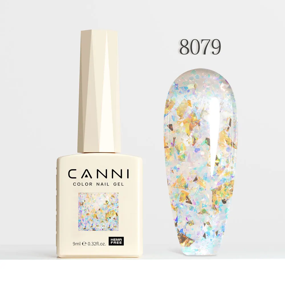 CANNI Super Glossy Glitter Cat Eye Nail Gel Polish - Hema Free Diamond Top Coat, Semi-Permanent UV LED Varnish