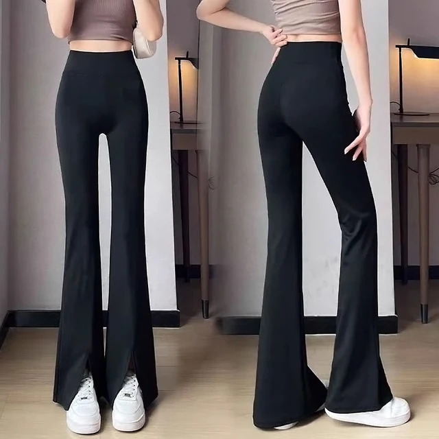 Women's Gym Leggings Slim Yoga Pants High Waist Wide leg Pants Sports bell bottoms Breathable Bell bottom flared Yoga Leggings