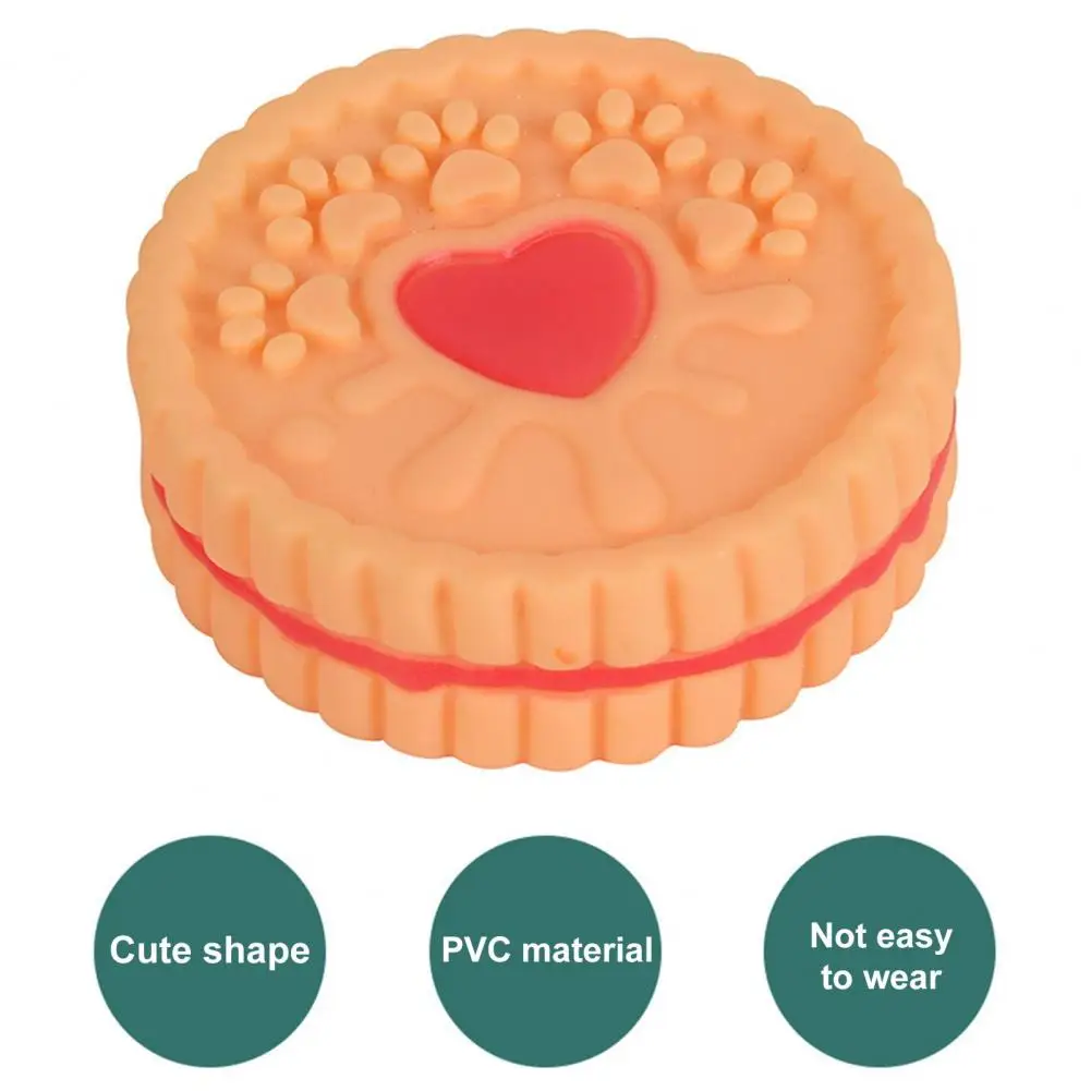 

Entertaining Dog Toy Dog Chew Toy with Squeaker Bite-resistant Biscuit Cake Design for Teeth Grinding Boredom Relief Training
