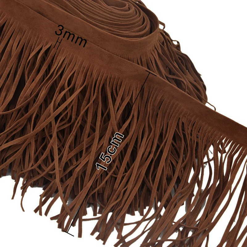 5Meters 15CM Length 3MM Width Fringe Tassel Suede Leather Fringe Sewing Lace Decorative Trimmings Stitching tassel fringe tassel decoration tassel accessories tassel trim leather tassels