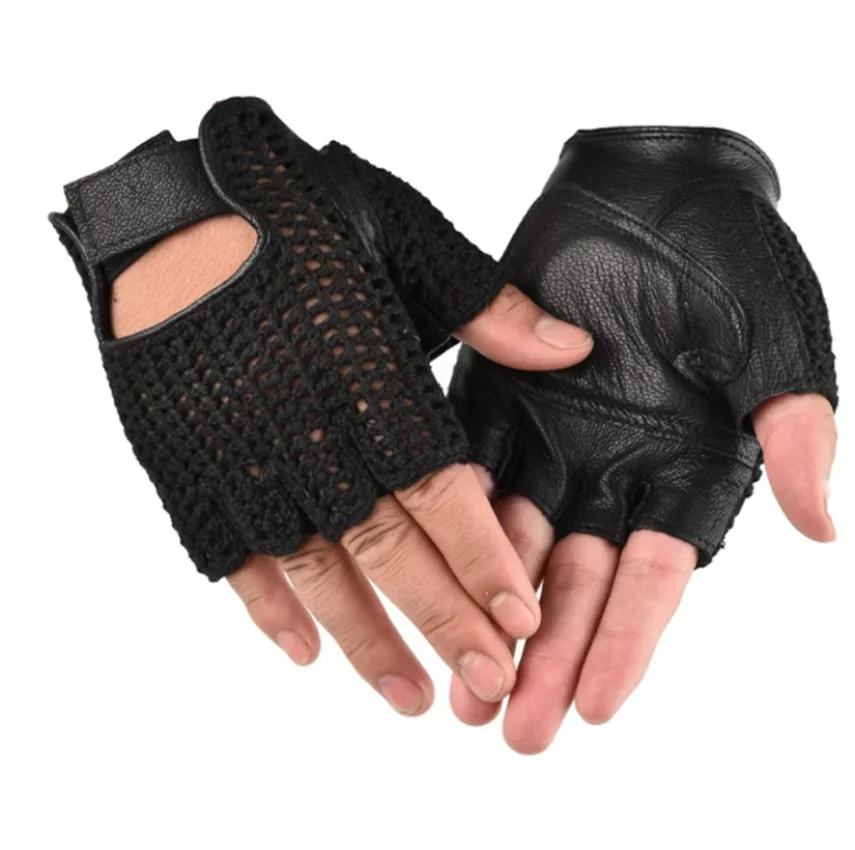 

Перчатки с открытыми пальцами, кожаные сетчатые тактические перчатки для мотокросса, езды на велосипеде и вождения, Мотоциклетные аксессуары, рабочие мужские перчатки для верховой езды
