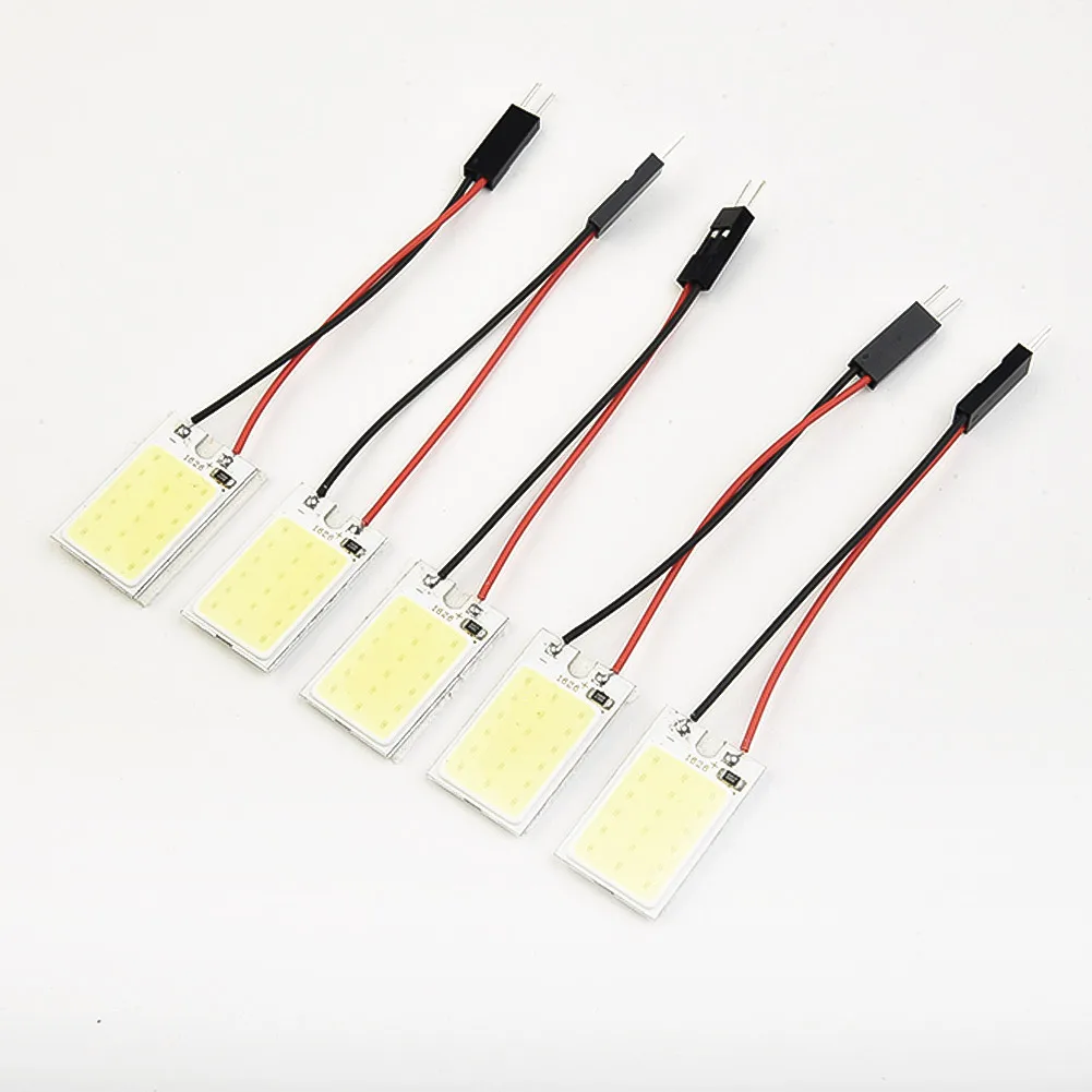 Car Interior Panel LED Lights Lamp Bulb Car Dome Light 5pcs/set White COB 18 LED Flat C Dome Bulb T10 Festoon DC 12V