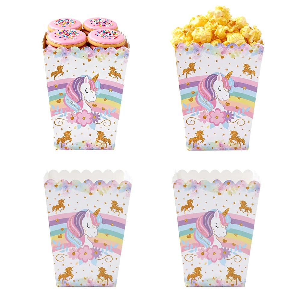 10 Stück Einhorn-Popcornboxen, Einhorn-Keksdosen, Süßigkeitenboxen, Baby-Shower- und Kindergeburtstags-Partyartikel, Einhorn-Geburtstagsdeko