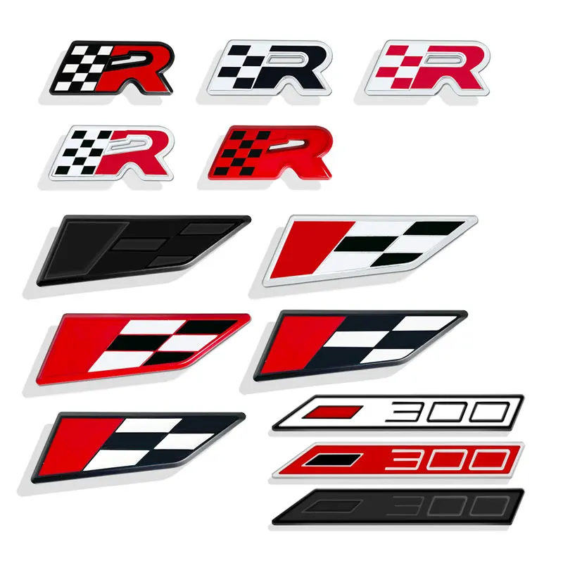 3DMetalCarStylingRaceFlagRLogoCarRearNameplateTrunkBody