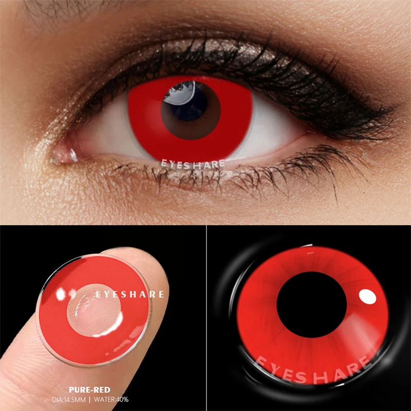 Enhance Your Look with Red Anime Cosplay Color Contact Lenses - Ideal for Halloween and Beauty Makeup, Yearly Wear, 14.5mm