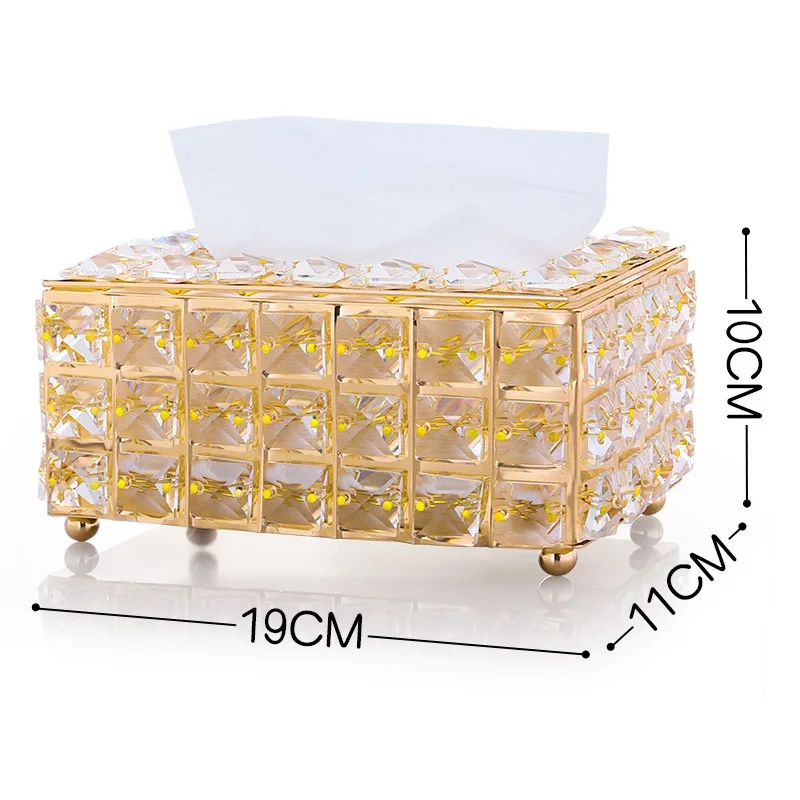 Crystal Glass Tissue Box Cover Home Hotel Car Pen Holder Tools Cosmetic Accessories Desktop Storage Racks Decoration Paper Towel 5