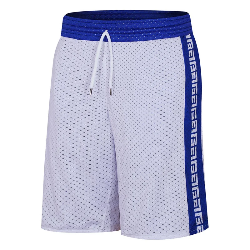 Men's Reversible Basketball Shorts with Pockets Two Face Wear Summer Sports Shorts 100% Polyester Dry Fit Holes Material Shorts