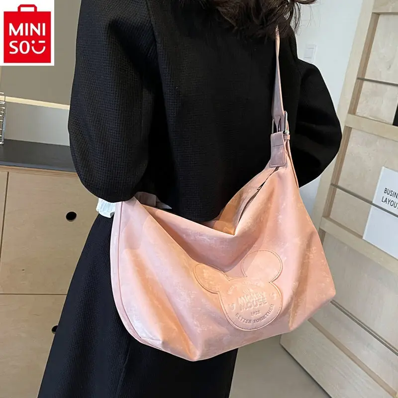 MINISO Disney Mickey Fashion High Quality Large Capacity Shoulder Bag Women's Classic Casual Versatile Storage Tote Bag