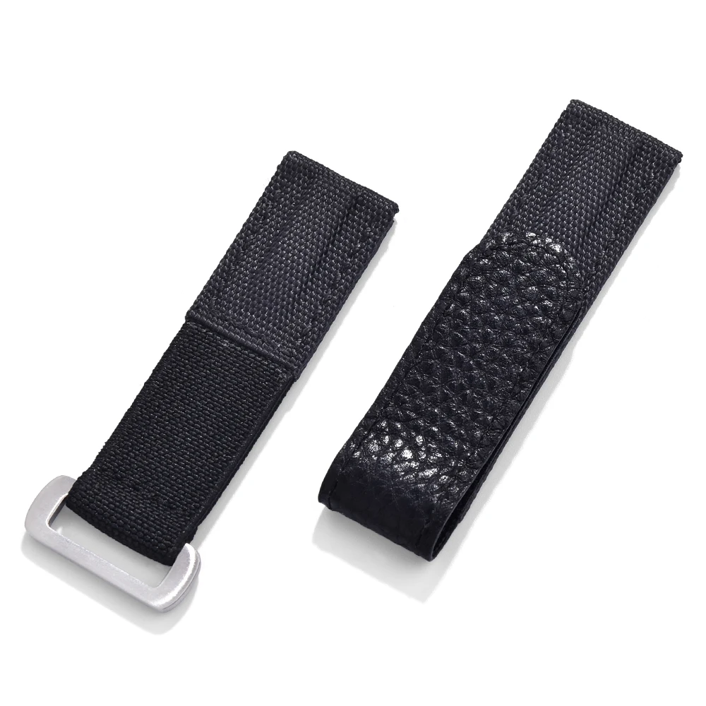 Hochwertiges Klett band mit Klett verschluss aus hellblauem Leder, Nylon armband, 20mm Uhren armband, Ersatz armbänder – Detail 12