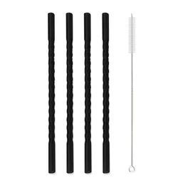 Vibrant Eco - Friendly Reusable Glass Drinking Straws - Set of 4 (Black)