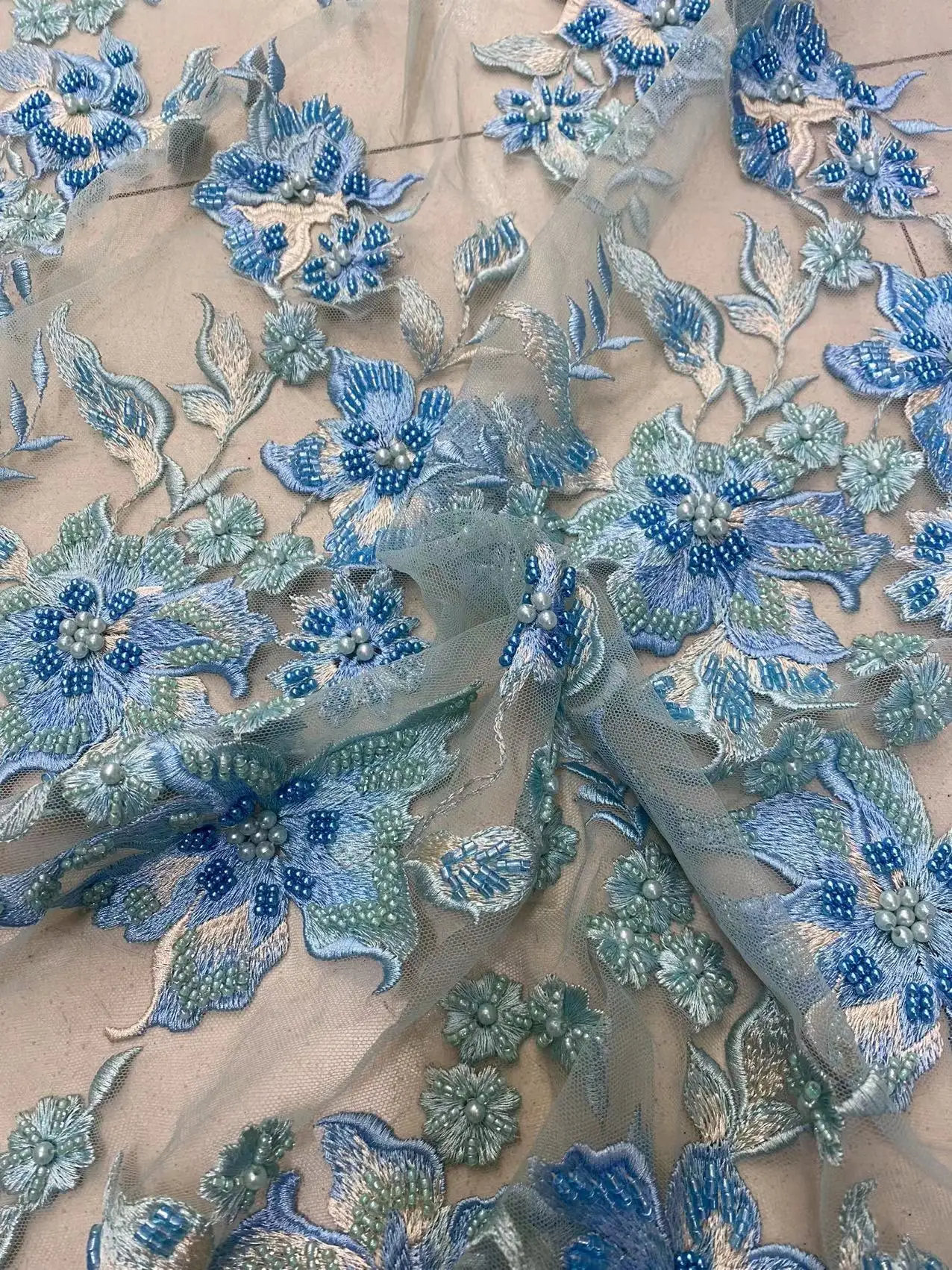 2023 qualidade superior feito à mão tecido requintado pérolas bordado francês malha fio africano grânulo rendas para vestidos de festa casamentos