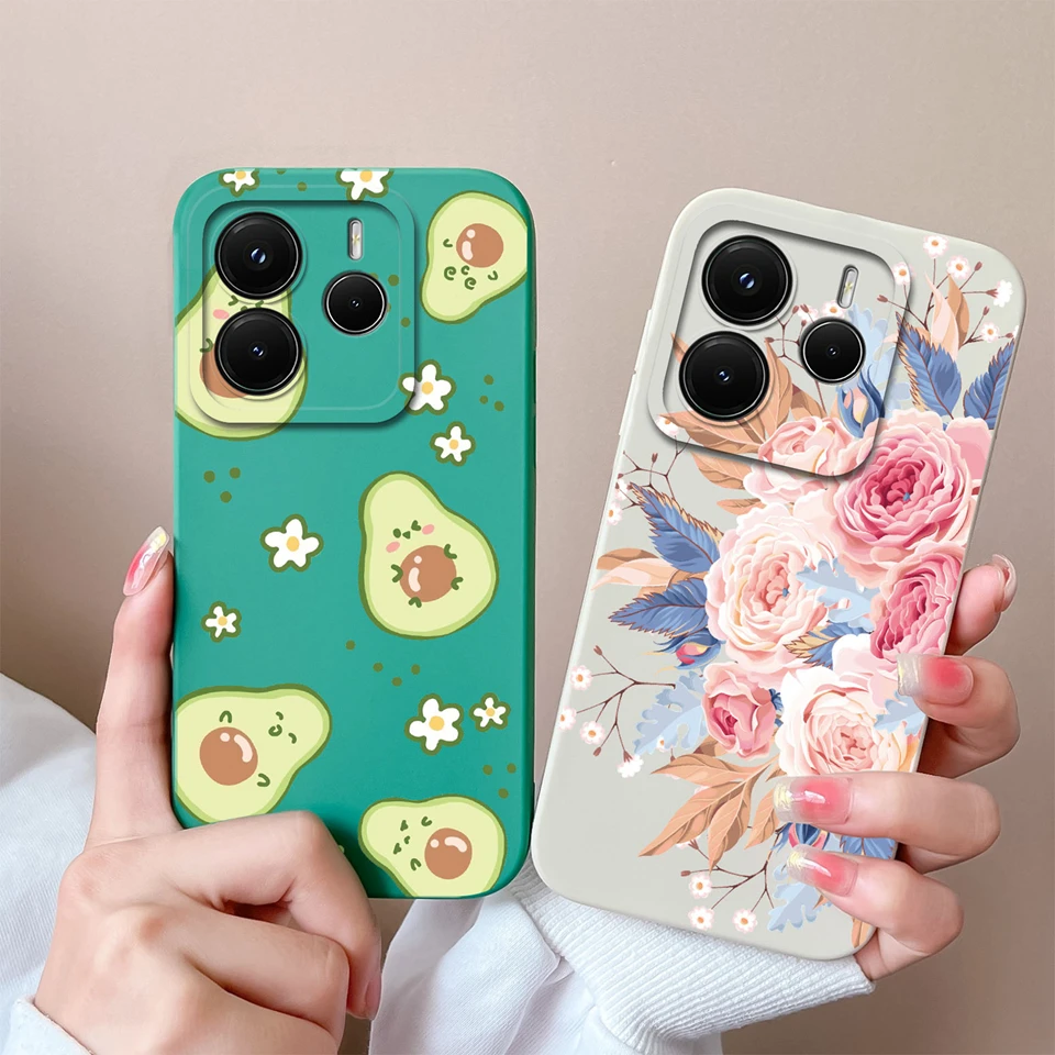 Rose Avocado Liquid Durable Non-Slip Silicone Back Cover