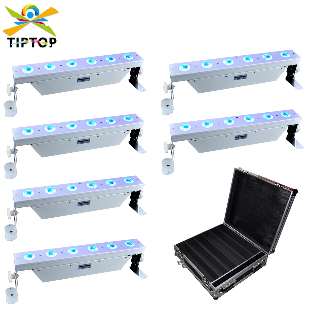 

6-в-1 зарядный Flightcase Pack 6x1 8 Вт аккумулятор беспроводной DMX512 светодиодный тройной Регулируемый дистанционный пульт дистанционного управления для концертных танцев