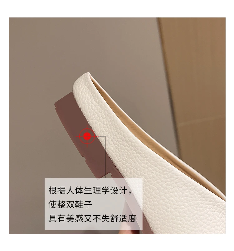 Women Flat Slippers Shoes Summer Peep Toe Leather Flat Sandals Mules Casual Shoes