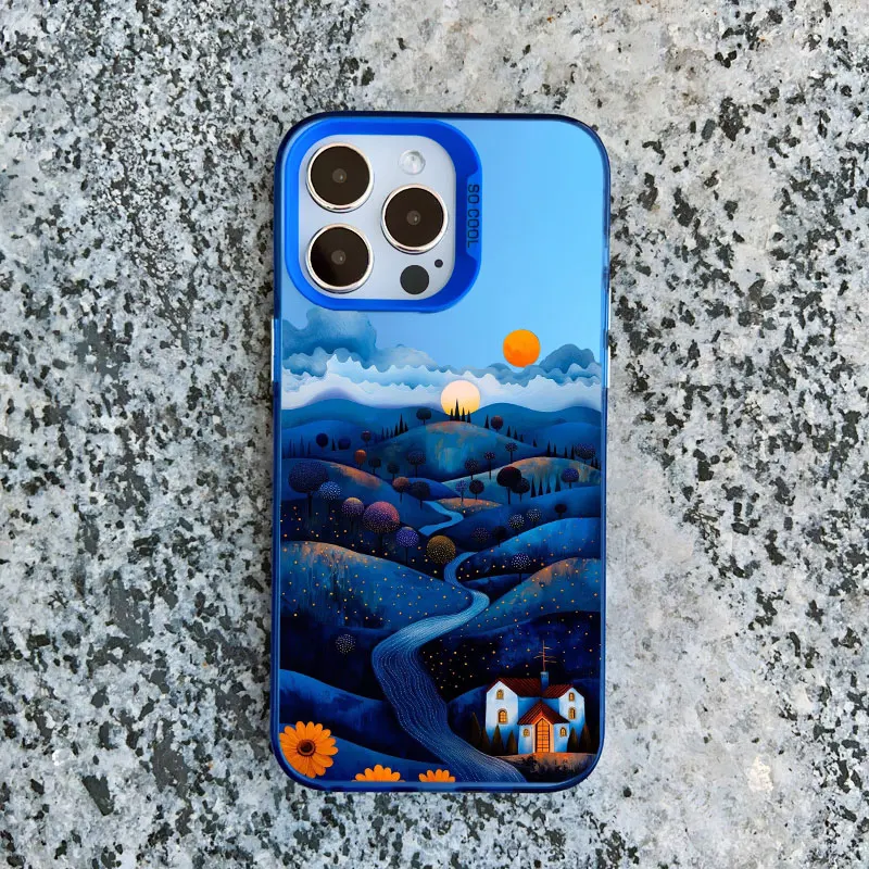 שקיעה צהובה הר טלפון במקרה ל-iphone 14 15 11 12 13 מקסימום מיני 15 14 בתוספת טבעי נוף shockproof מט לייזר כיסוי