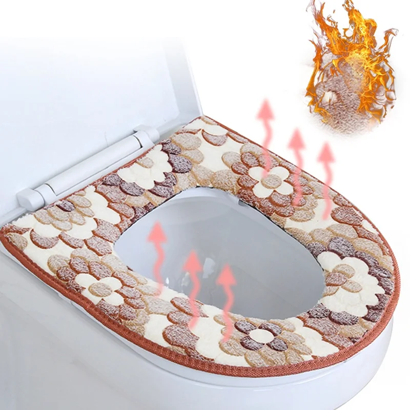 Universal Toilet Mat Bathroom Accessories Coral Fleece Soft Toilet Mat Warm Winter Seat Cover Washable