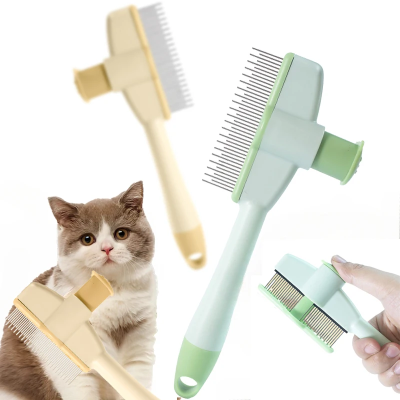 Dog Hair Remover Brush Press Remove Floating Hair Needle Comb Pet Cleaning Grooming Cat Brush Stainless Steel Comb Pet Supplies