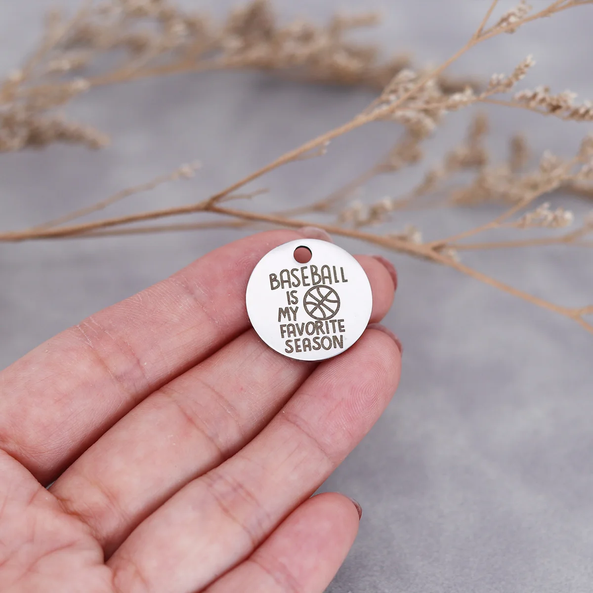 

3pcs/Lot Basketball Is My Favorite Season Stainless Steel Laser Engraved Charm for Jewelry Making Disc Sports Lover Pendants DIY