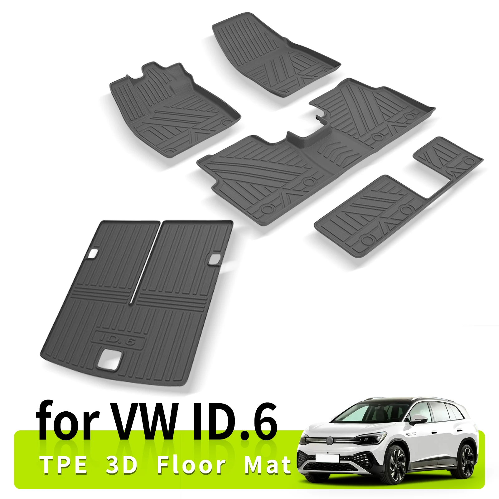 

Напольные коврики для VW ID.6, коврик для багажника, водонепроницаемые Противоскользящие коврики из ТПЭ для первого и второго ряда, аксессуары для вождения левой рукой