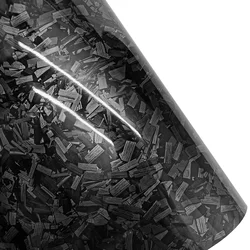 High Gloss Forged Carbon Fiber Adhesive Vinyl in Black, Gold, Silver, and Red for Car Hood (Forged Black)