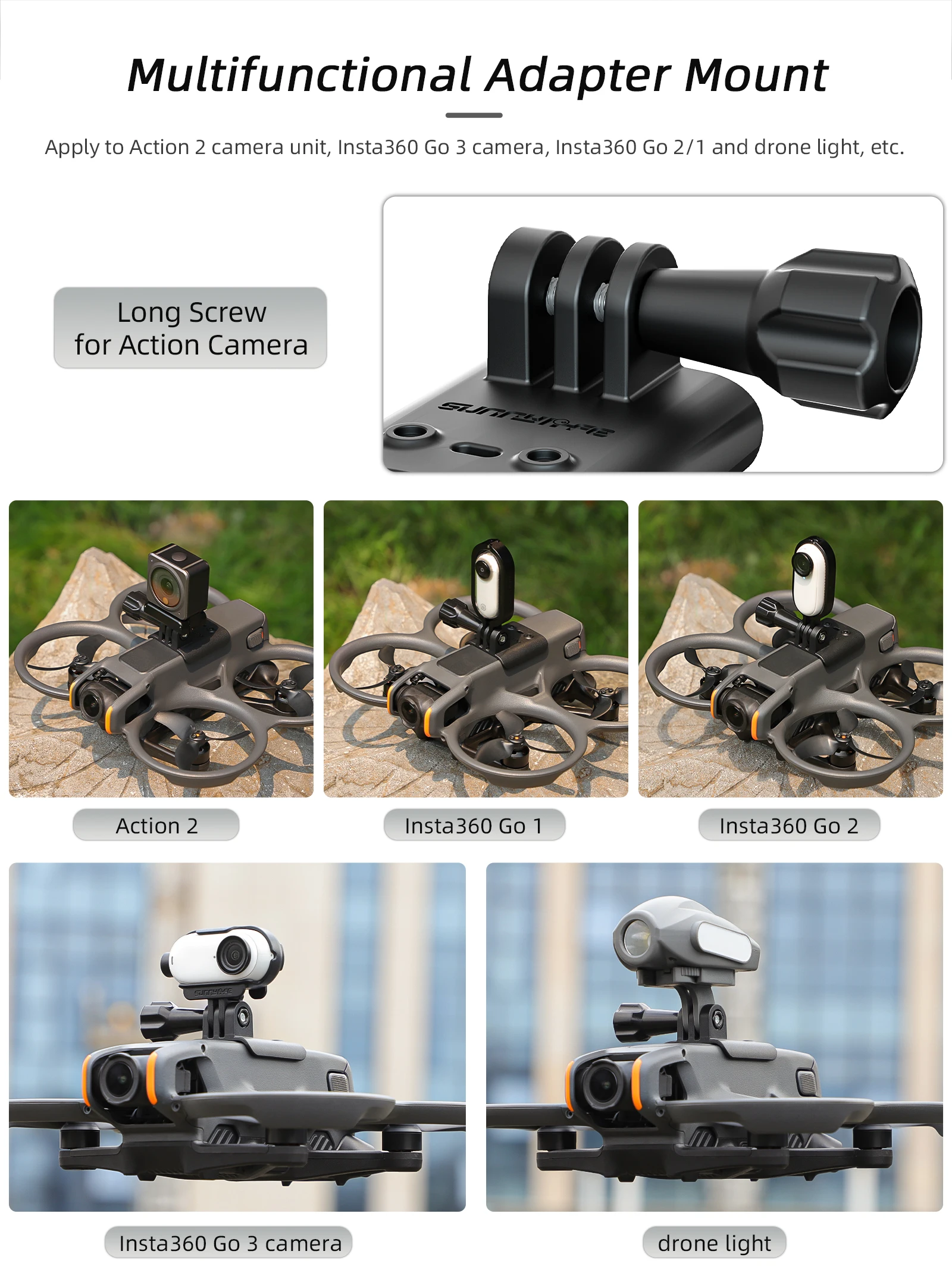 Description Picture 3 of itemExtension Bracket For GoPro 11/12 Insta360 X3/ X4 Action Camera Mount Fixing Adapter Holder For DJI Avata 2 Drone Accessories