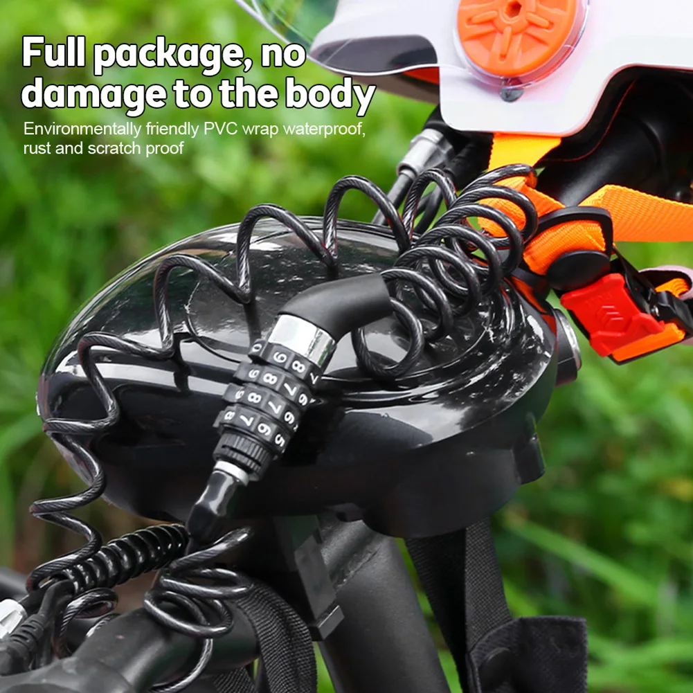 

Universal Durable Helmet Lock Chain 4 Digit Password Combination Portable Code Wire Luggage Lock Motorcycle Accessories