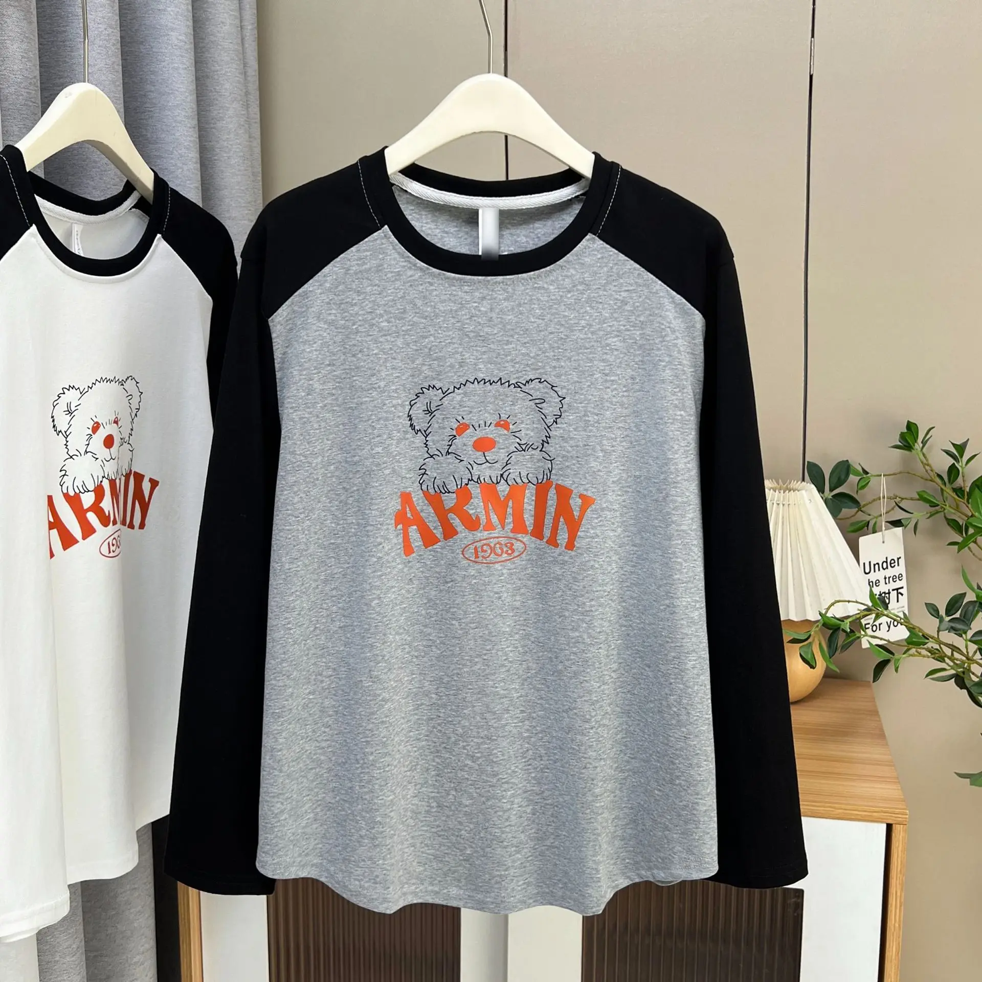 Fashion Plus Size Women's T-Shirt Autumn Stylish And Youthful Multi Color Bear Print Long Sleeve Top 6264
