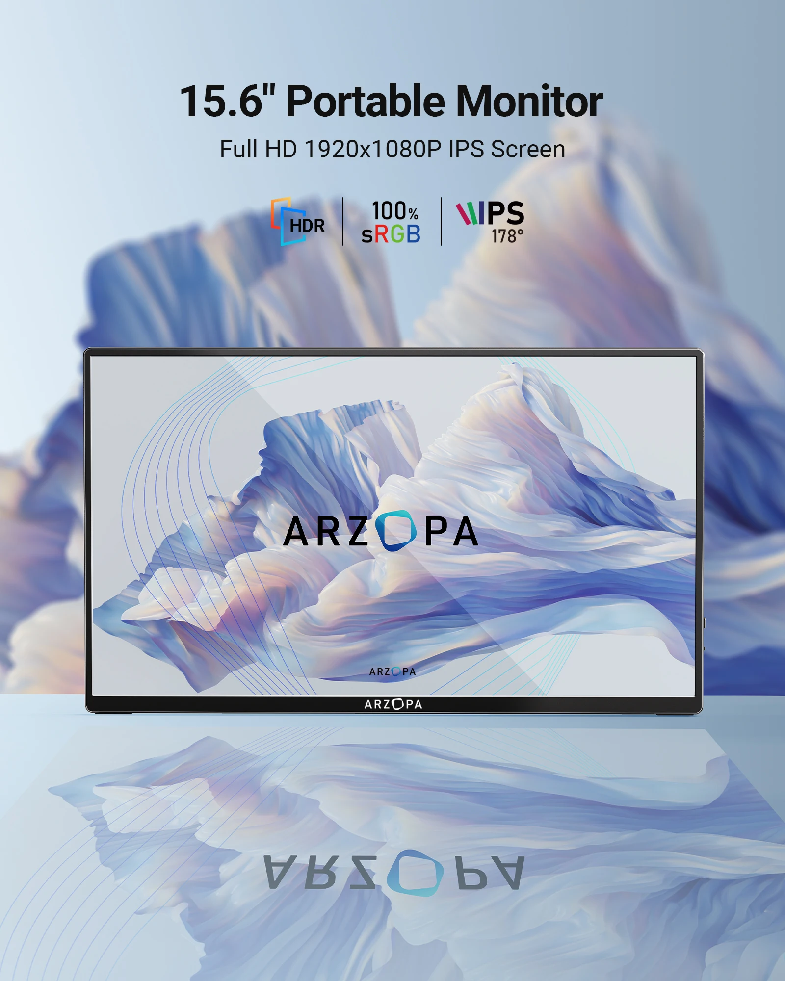 ARZOPA-15.6 ġ 1080p ޴  ʹ IPS ȭ USB C HDMI ȣȯ ޴  , ġ ps4 ps5  pc