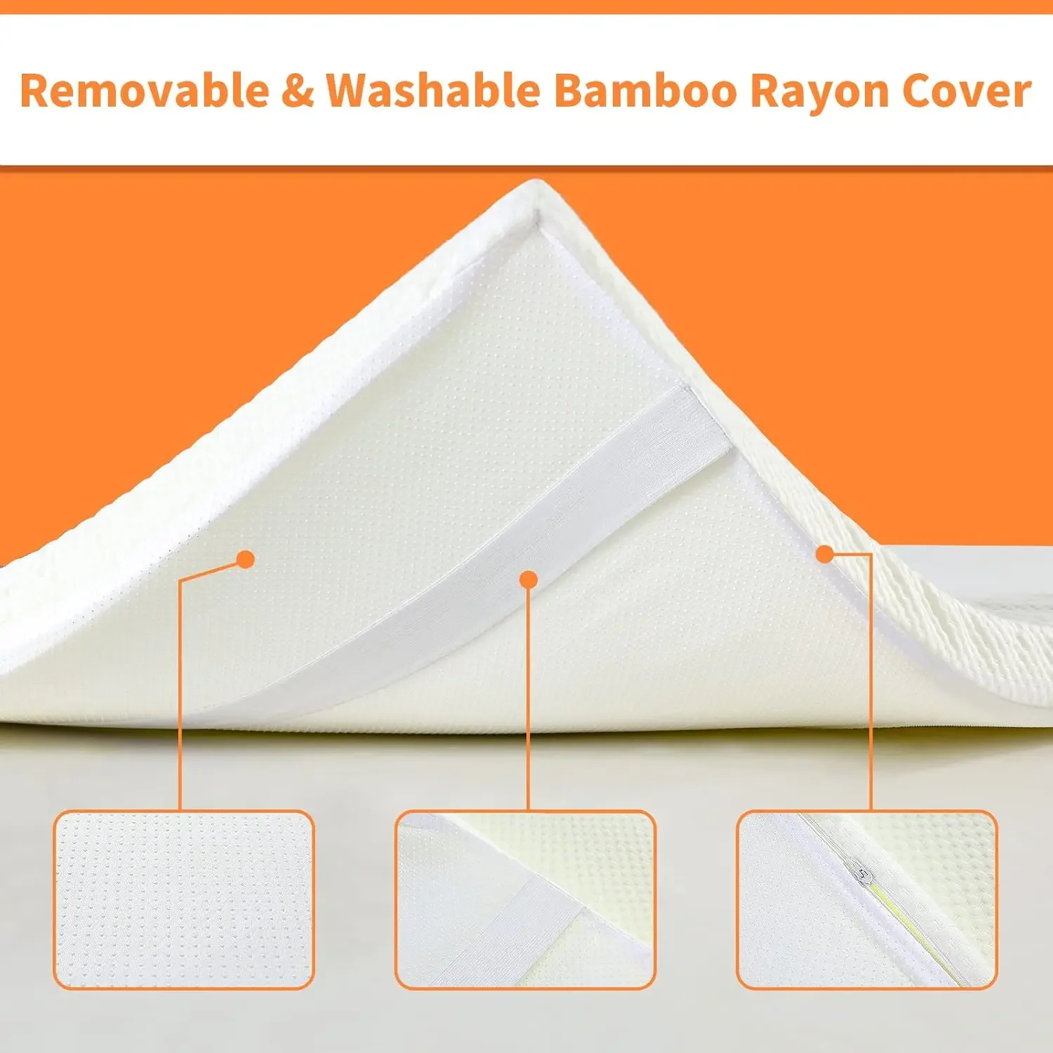 Memory Foam Massage Bed Mattress Topper with Elastic Bands, Non-Slip Lash Bed Cushion Only (Bed Not Included)