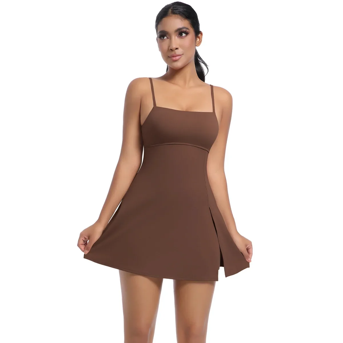 Women's Short Sporty Dress Solid Color Woman Sexy Fitness Sports Tennis Dress Lothing Elegant Tennis One Piece Golf Skirt