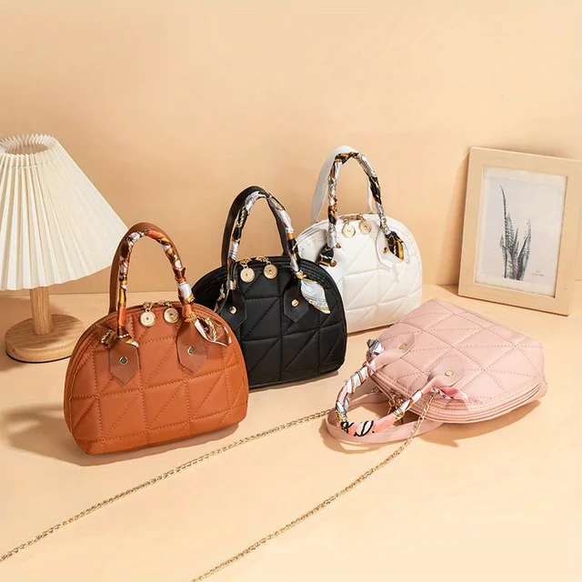 Women's exquisite shell handbag, twill embroidered shoulder women's bag, niche design messenger bag for work and commute