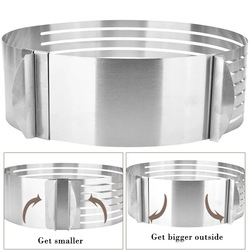 Adjustable Round Cake Cutter Stainless Steel Bread Slicer 6 Layers Mousse Ring Mould Baking Tool 6-8Inch
