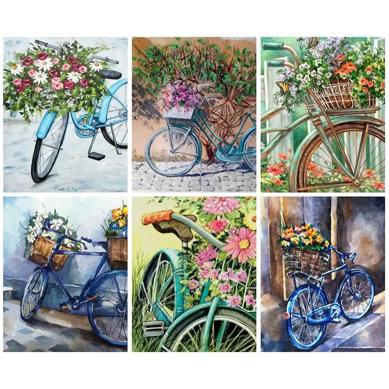

GATYZTORY Interior Painting by numbers With Frame Handpainted Canvas Painting Bicycle DIY Paint by numbers Unique gift Home deco