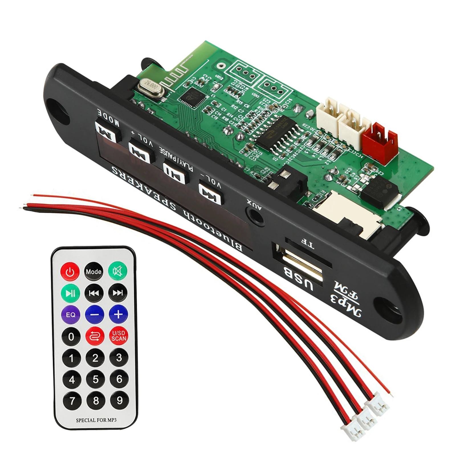 USB TF Car Audio FM Radio MP3 Module Wireless Bluetooth 5.0 12V 2*25W MP3 WMA Decoder Board for Car Audio Player Parts