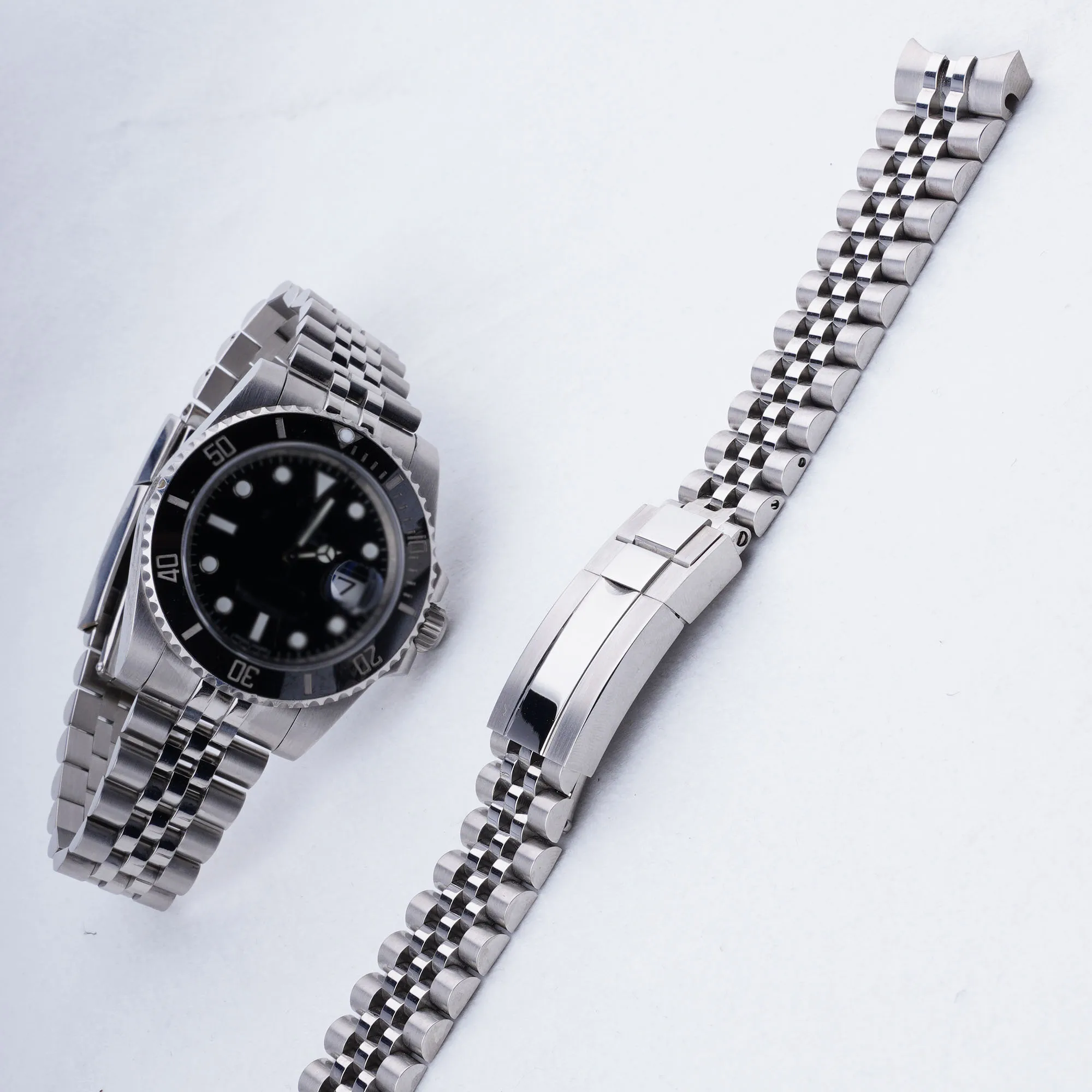 Cinturino Da Polso Di Ricambio In Acciaio Inossidabile Argento Da 20Mm Bracciale Jubilee Con Chiusura A Ostrica Per Rolex Subamriner