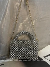  Customized Silver Beaded Bag Handmade Acrylic Purses and Handbags Summer Beach Clutch Party Women Crossbody Tote Bags 2022 New 