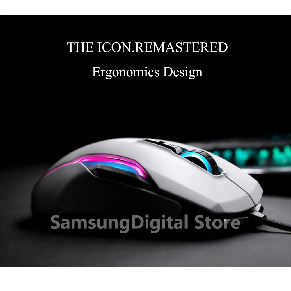 Original For ROCCAT KONE AIMO Remastered Wired Gaming Mouse For Big  Hand，RGB Mice,Programming Macro,16000DPI，Ergonomics